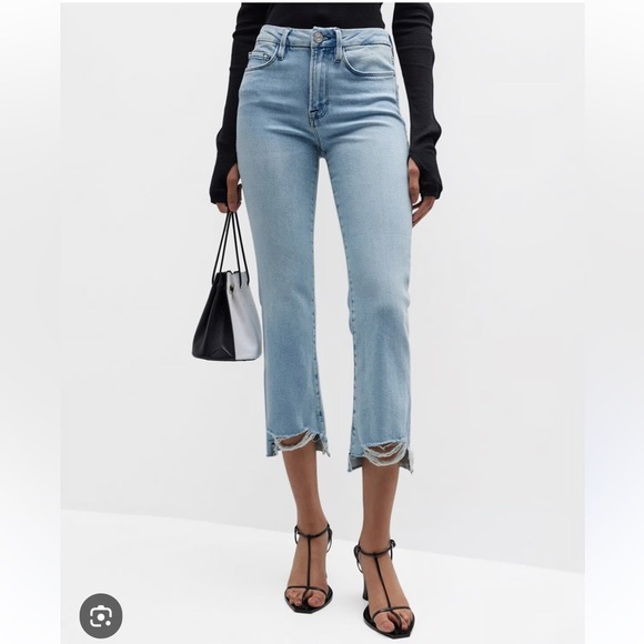 Frame Le Crop Mini Boot Stagger Jeans In Yorba Chew Size 27 - Picture 1 of 14